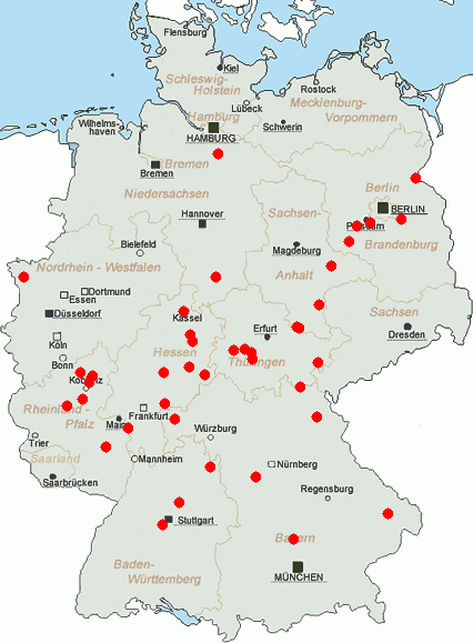 Deutschlandkarte mit unseren Top-Hotels